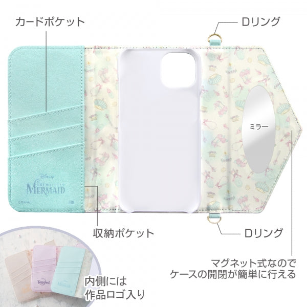 『ディズニーキャラクタープリンセス』/手帳型レザーケース Collet チャーム+ストラップ付/『アリエル』