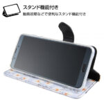手帳型レザーケース 花柄 ハンドストラップ付