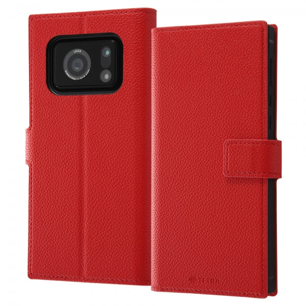 耐衝撃 手帳型レザーケース TETRA / レッド