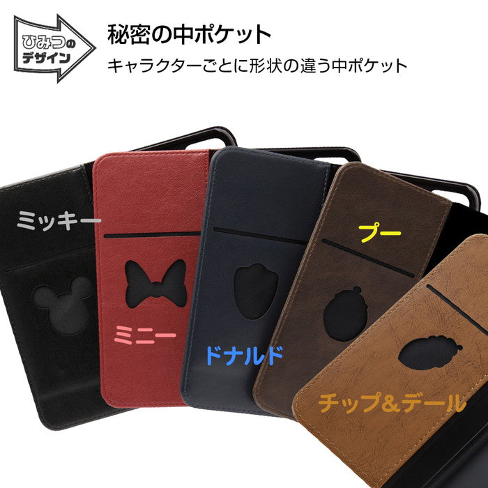 ディズニー キャラクター 手帳型ケース ホットスタンプ ワンポイント