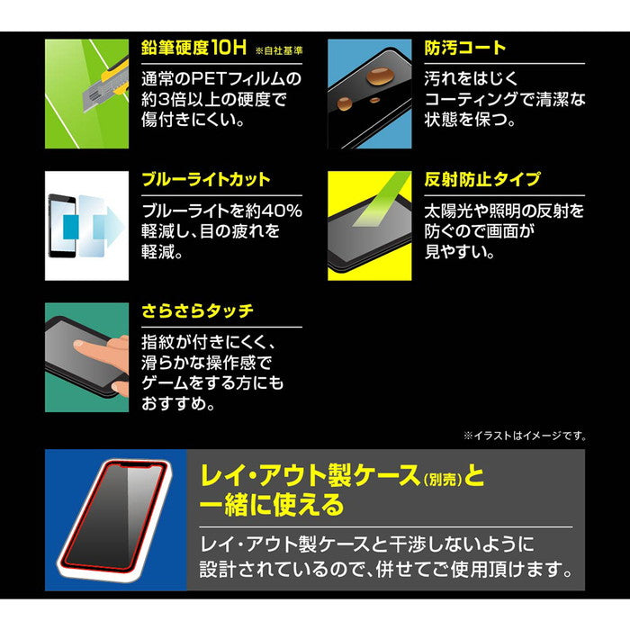 ガラスフィルム 10H ブルーライトカット 反射防止