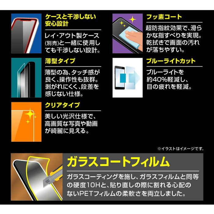 フィルム 10H ガラスコート 極薄 ブルーライトカット 光沢
