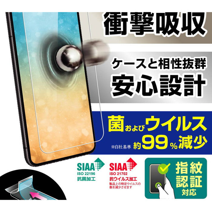 フィルム 衝撃吸収 ブルーライトカット 光沢　抗菌・抗ウイルス 指紋認証対応