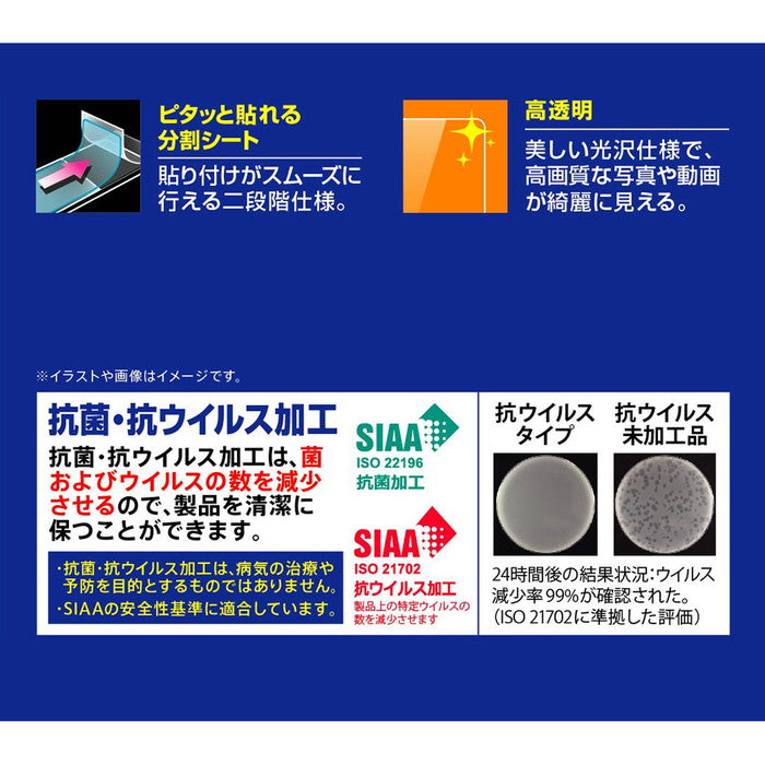 フィルム 指紋防止 高透明　抗菌・抗ウイルス カメラフィルム付き