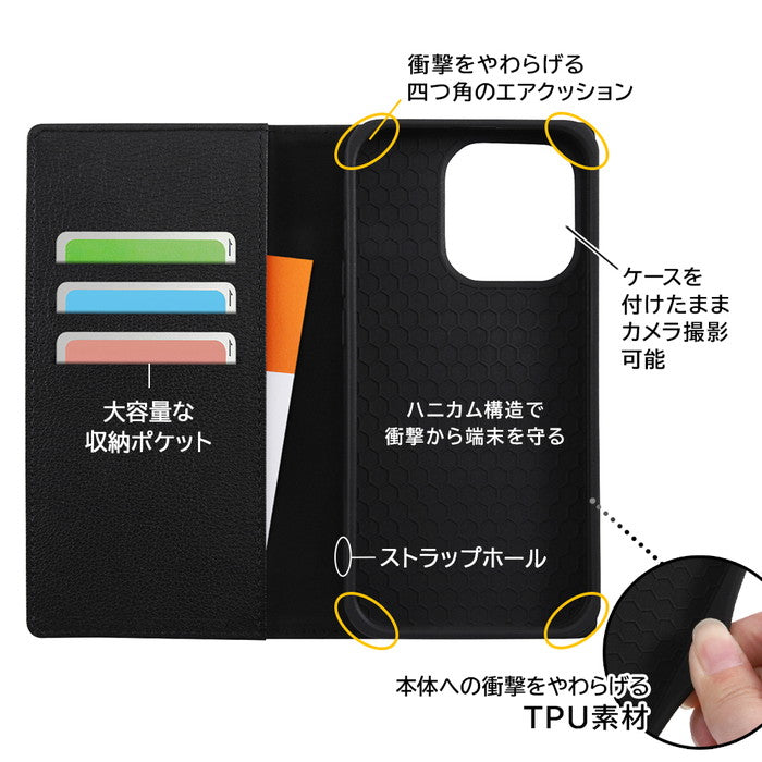 『ディズニーキャラクター』/耐衝撃 手帳型レザーケース シンプル