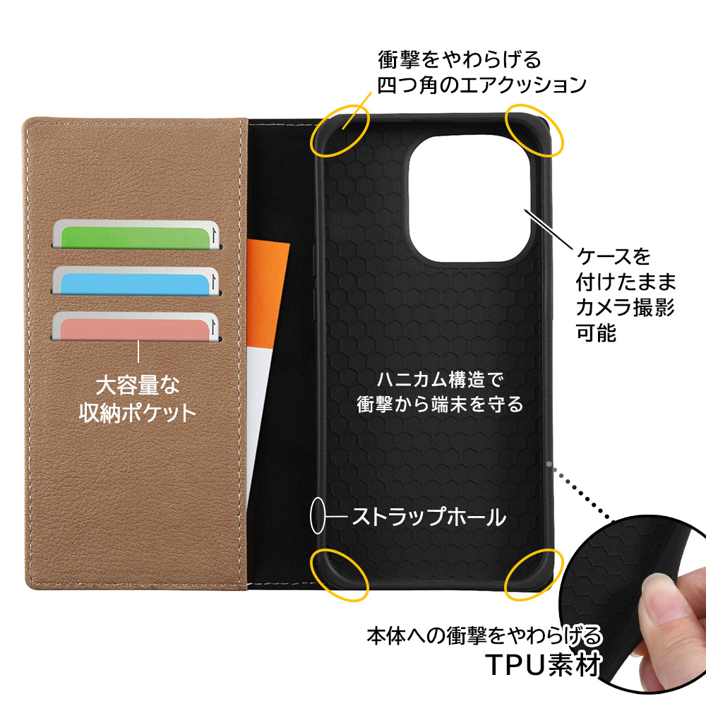 『ディズニーキャラクター』/耐衝撃 手帳型レザーケース シンプル
