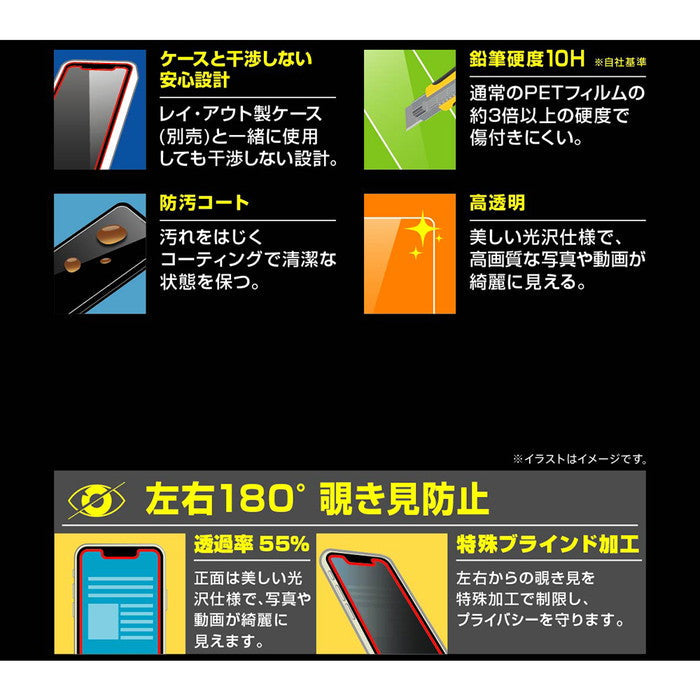 ガラスフィルム 10H 180° 覗き見防止