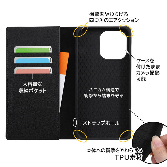 『ディズニーキャラクター』/耐衝撃 手帳型レザーケース シンプル