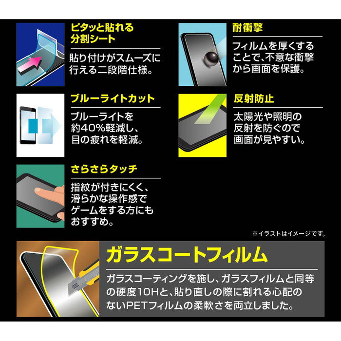 フィルム 10H ガラスコート 衝撃吸収 ブルーライトカット 反射防止