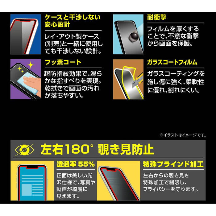 フィルム 10H ガラスコート 衝撃吸収 180° 覗き見防止