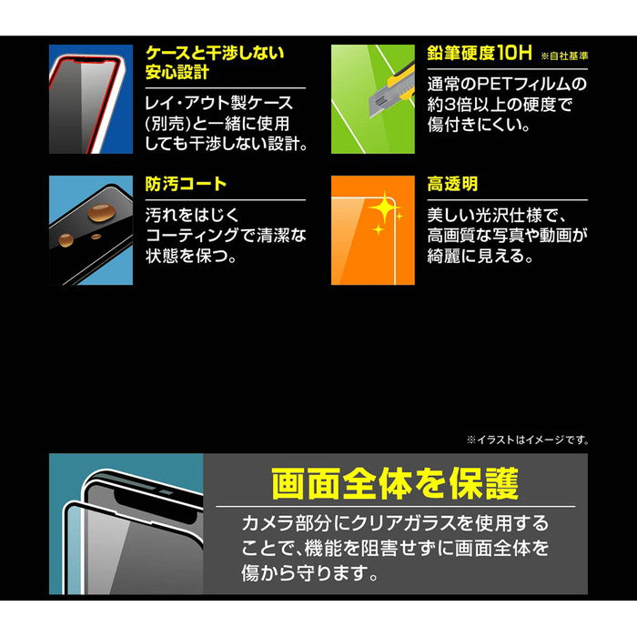 ガラスフィルム 10H 全面保護 光沢