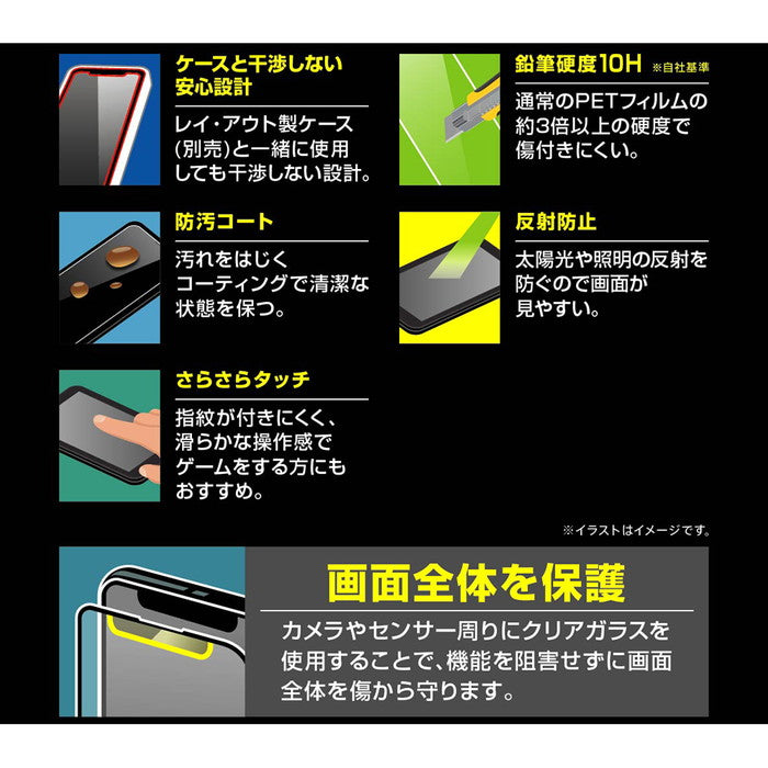 ガラスフィルム 10H 全面保護 反射防止