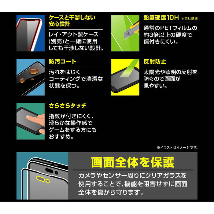 ガラスフィルム 10H 全面保護 反射防止