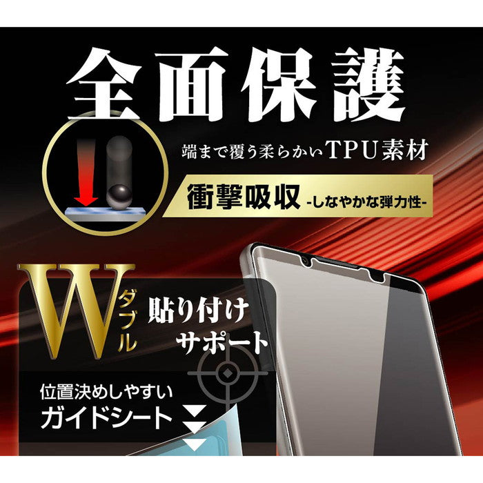 フィルム W貼り付けサポート TPU 光沢 フルカバー 衝撃吸収