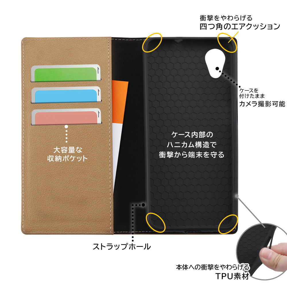 『ディズニーキャラクター』/耐衝撃 手帳型レザーケース シンプル