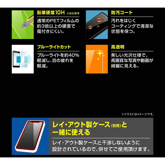 ガラスフィルム 10H ブルーライトカット 高光沢 指紋認証対応