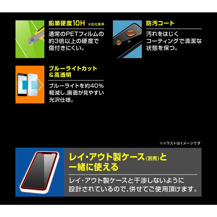 ガラスフィルム 10H ブルーライトカット 光沢 指紋認証対応