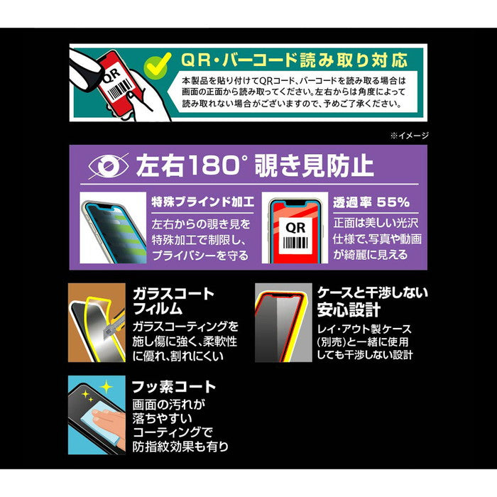 Like standard フィルム 10H ガラスコート 耐衝撃 180° 覗き見防止