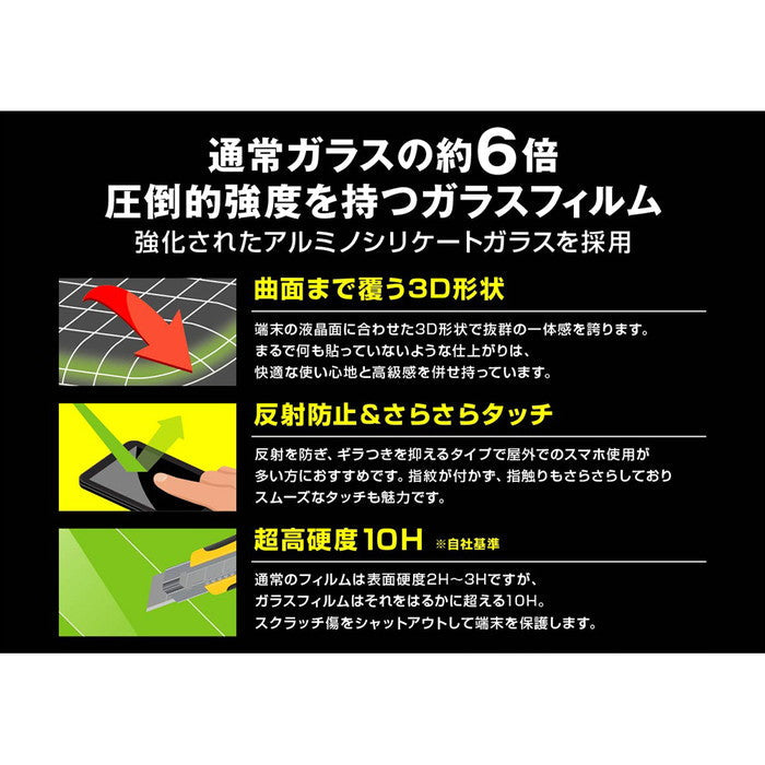 ガラスフィルム 防埃 3D 10H アルミノシリケート 全面保護 反射防止