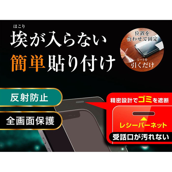 ガラスフィルム 防埃 10H 反射防止 レシーバーネット付
