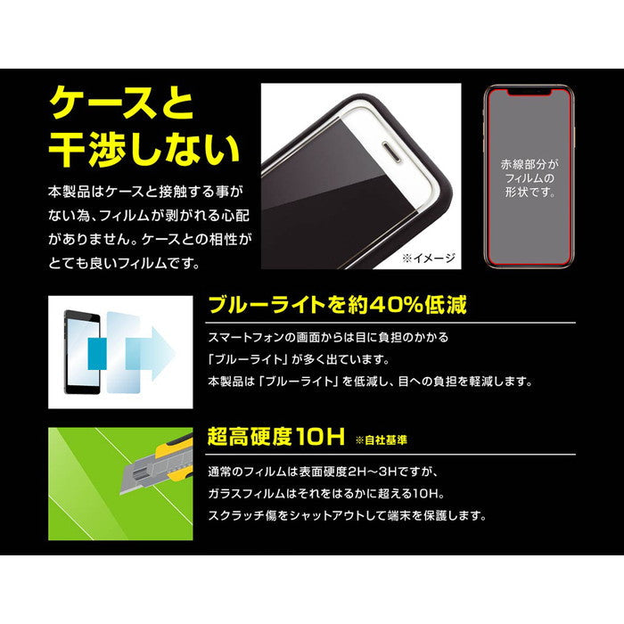 ガラスフィルム 10H ブルーライトカット ソーダガラス
