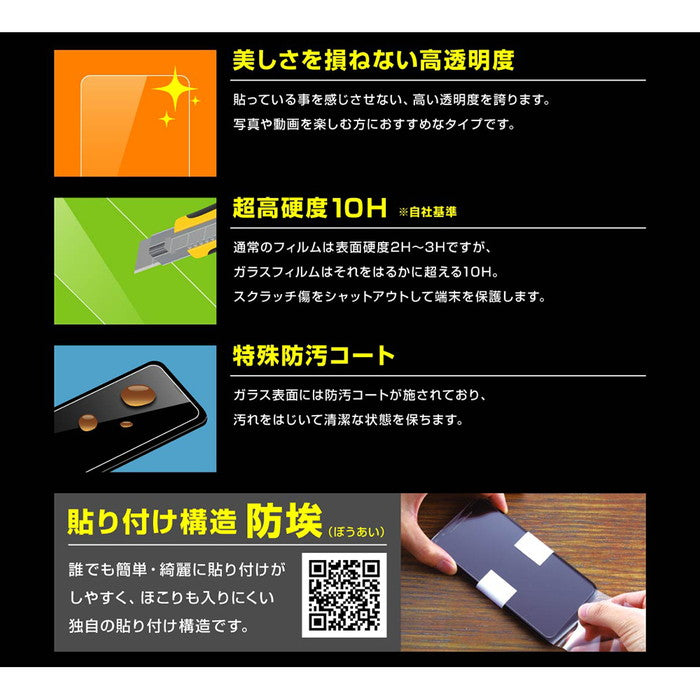 ガラスフィルム 防埃 10H 光沢 ソーダガラス