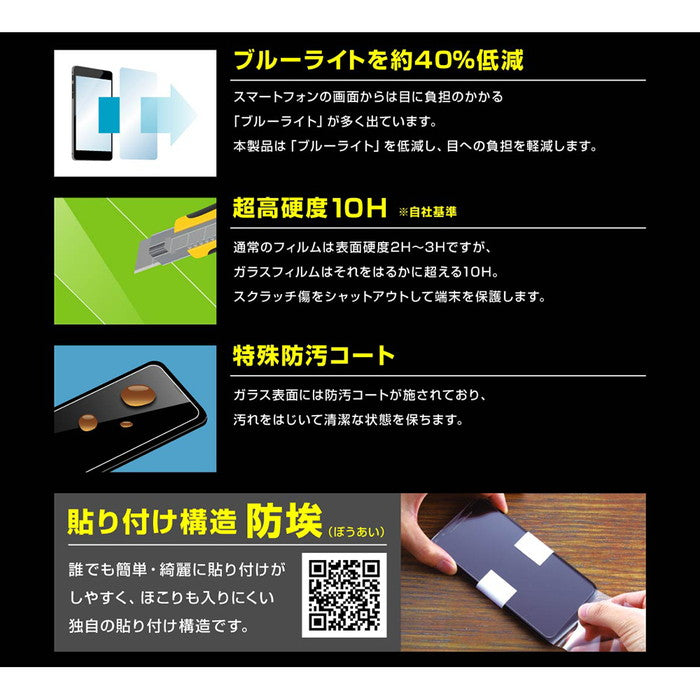 ガラスフィルム 防埃 10H ブルーライトカット ソーダガラス