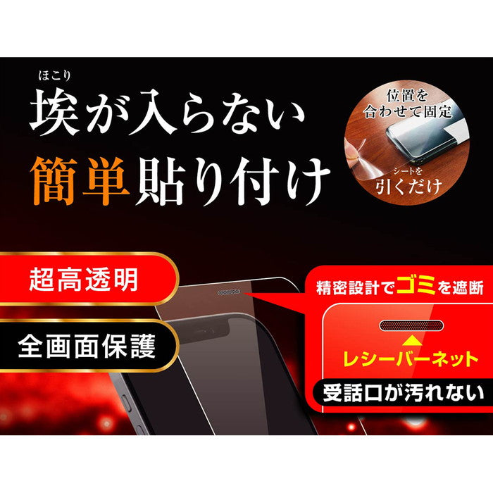 ガラスフィルム 防埃 10H 光沢 レシーバーネット付
