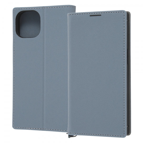 耐衝撃 手帳型レザーケース KAKU Durable / ブルー/ライトグレー