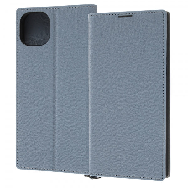 耐衝撃 手帳型レザーケース KAKU Durable / ブルー/ライトグレー