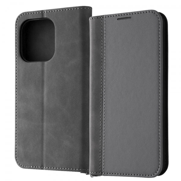 耐衝撃 手帳型レザーケース Noble / グレー/ブラック