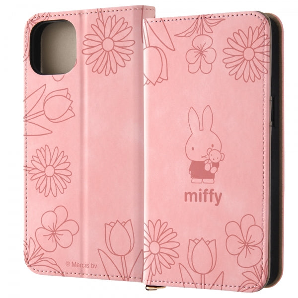 ミッフィー手帳型レザーケース Raffine / ミッフィー_ピンクフラワー