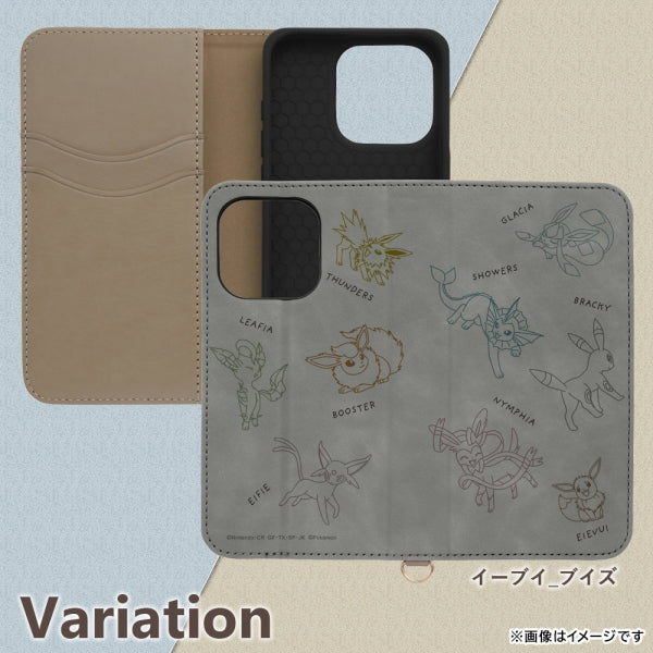 iPhone 15 Pro用】ポケットモンスター手帳型レザーケース Raffine