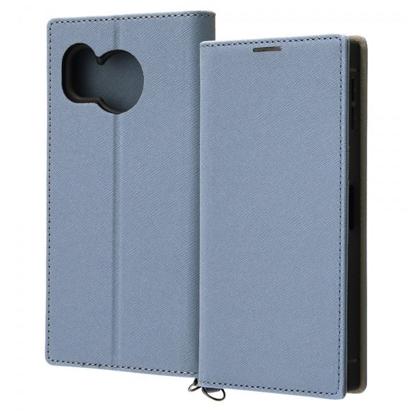耐衝撃 手帳型レザーケース KAKU Durable / ブルー/ライトグレー