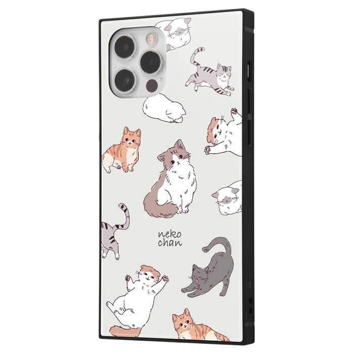 『オリジナルデザイン』/耐衝撃ハイブリッドケース KAKU / ねこ_グレー