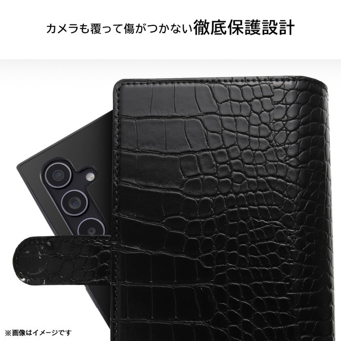耐衝撃 徹底保護 手帳型レザーケース クロコ調 Squl