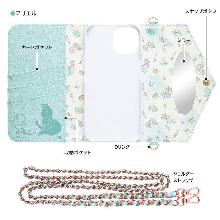 ディズニー / 手帳型レザーケース Collet ショルダーストラップ付き