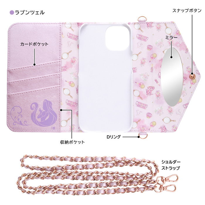 ディズニー / 手帳型レザーケース Collet ショルダーストラップ付き