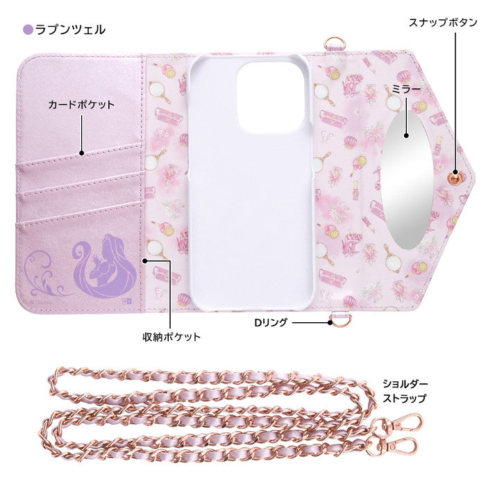 ディズニー / 手帳型レザーケース Collet ショルダーストラップ付き