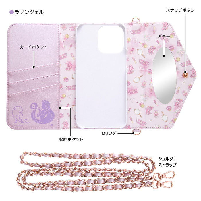 ディズニー / 手帳型レザーケース Collet ショルダーストラップ付き