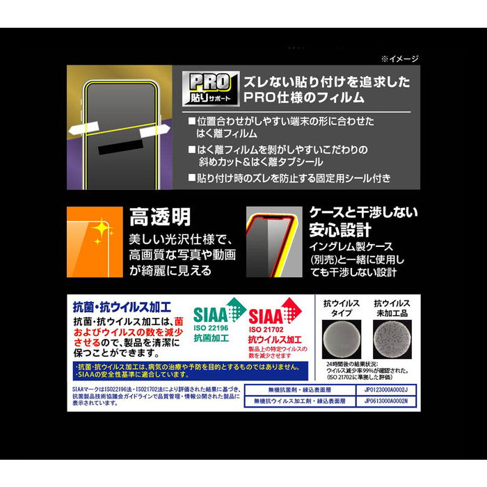 フィルム プロ貼りサポート 指紋防止 光沢 抗菌・抗ウイルス