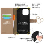 『ディズニーキャラクター』/耐衝撃 手帳型レザーケース KAKU Ring