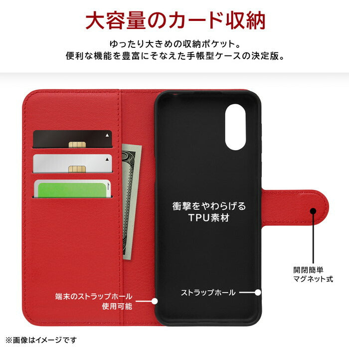 Like standard 耐衝撃 手帳型レザーケース シンプル マグネット/ブラック/レッド