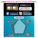 ダイヤモンドガラスフィルム ブルーライトカット 光沢 化学強化 アルミノシリケートガラス 耐衝撃 平面保護 硬度10H