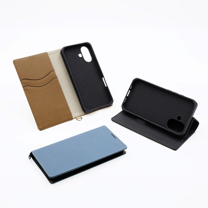 Durable 耐衝撃 マグネット不使用 シンプル スクエア 手帳型レザーケース