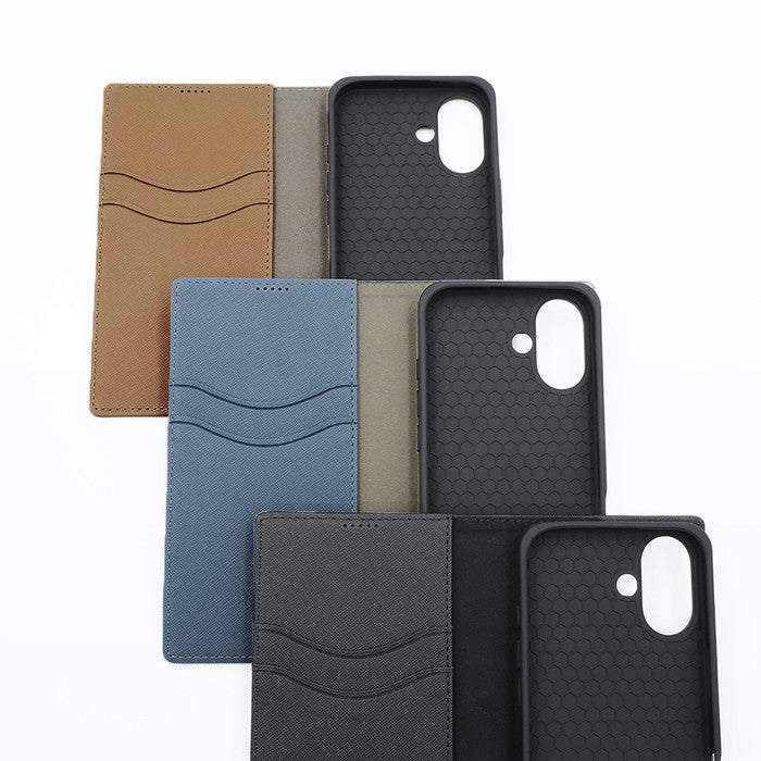 Durable 耐衝撃 マグネット不使用 シンプル スクエア 手帳型レザーケース