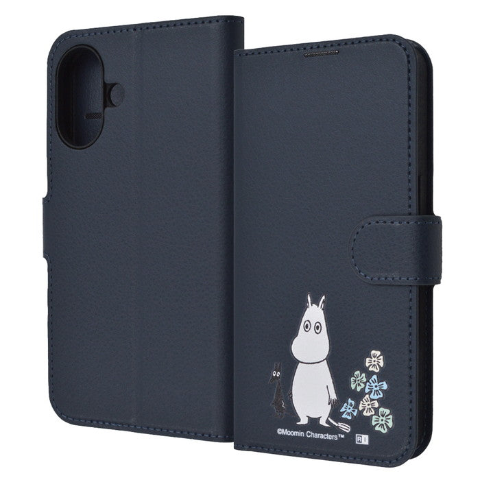 ムーミン / 衝撃吸収 マグネットベルト シンプル 手帳型レザーケース / ムーミンとお花