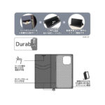 Durable 耐衝撃 マグネット不使用 シンプル スクエア 手帳型レザーケース