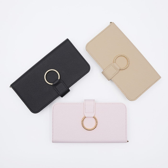 Ring 耐衝撃 マグネットベルト リング付き 手帳型レザーケース