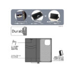 Durable 耐衝撃 マグネット不使用 シンプル スクエア 手帳型レザーケース
